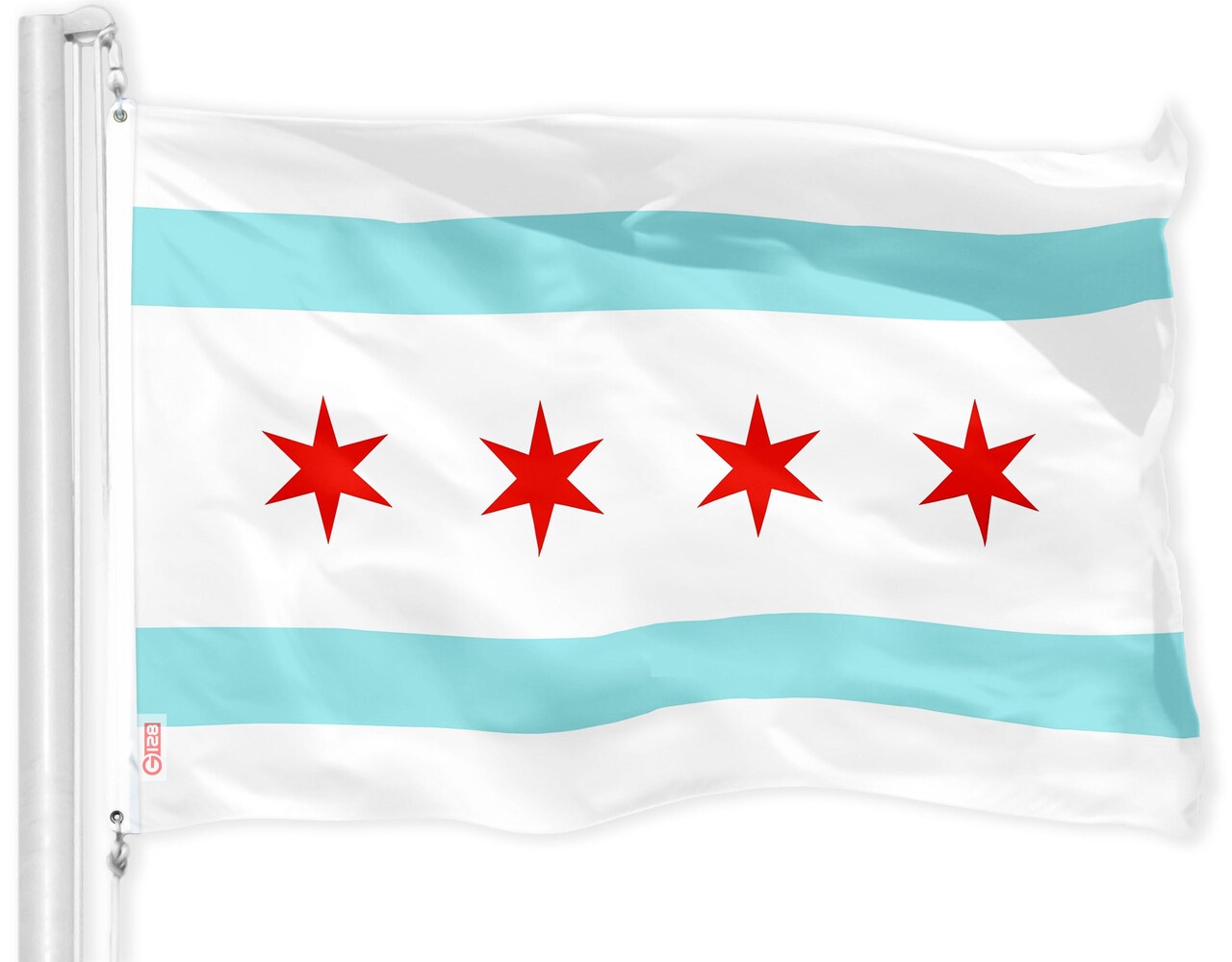 G128 Chicago City Flag | 3x5 feet | Printed 150D Quality Polyester